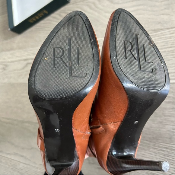 Ralph Lauren Tan Leather Heeled Boots - Picture 4 of 6